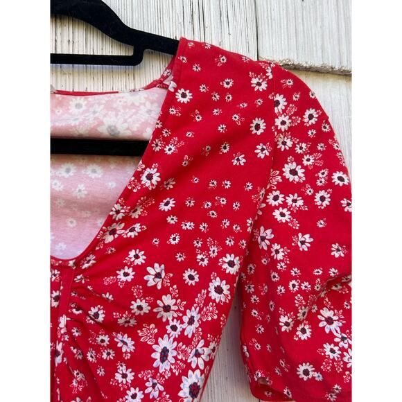 Free People Intimately Cinch Up‎ Bodysuit in Cherry Combo Sz XS - Picture 4 of 11